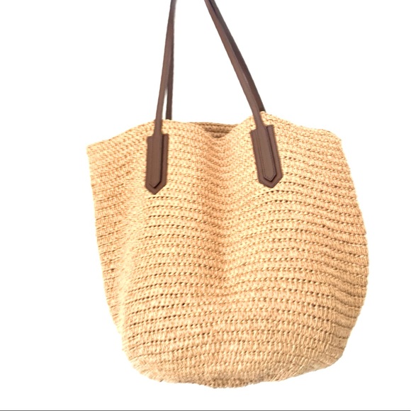 J. Crew Handbags - JCrew Wicker/ leather Bag